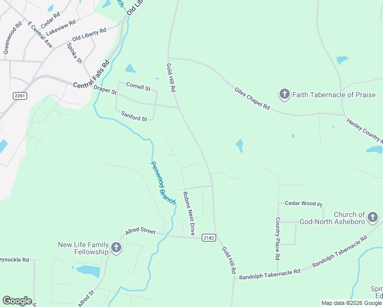 map of restaurants, bars, coffee shops, grocery stores, and more near 1521 Gold Hill Rd in Asheboro