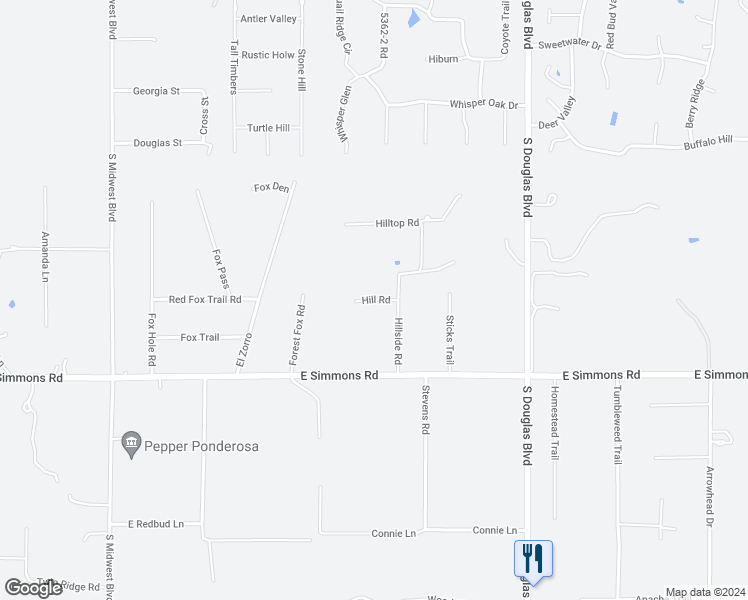 map of restaurants, bars, coffee shops, grocery stores, and more near Hill Road in Logan County
