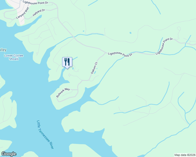 map of restaurants, bars, coffee shops, grocery stores, and more near 516 Beckets Way in Lenoir City