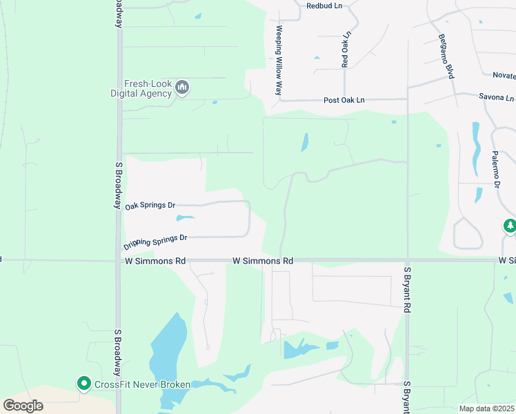 map of restaurants, bars, coffee shops, grocery stores, and more near 8424 Oak Springs Court in Edmond