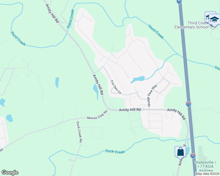 map of restaurants, bars, coffee shops, grocery stores, and more near 131 Players Park Circle in Statesville