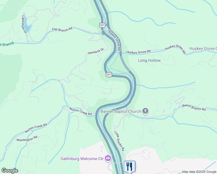 map of restaurants, bars, coffee shops, grocery stores, and more near 1239 Annes Road in Gatlinburg