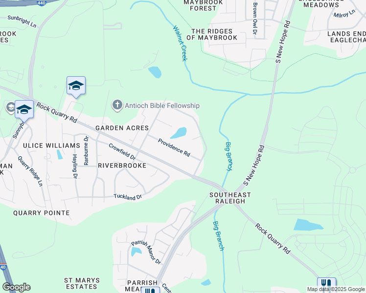 map of restaurants, bars, coffee shops, grocery stores, and more near 2833 Providence Road in Raleigh