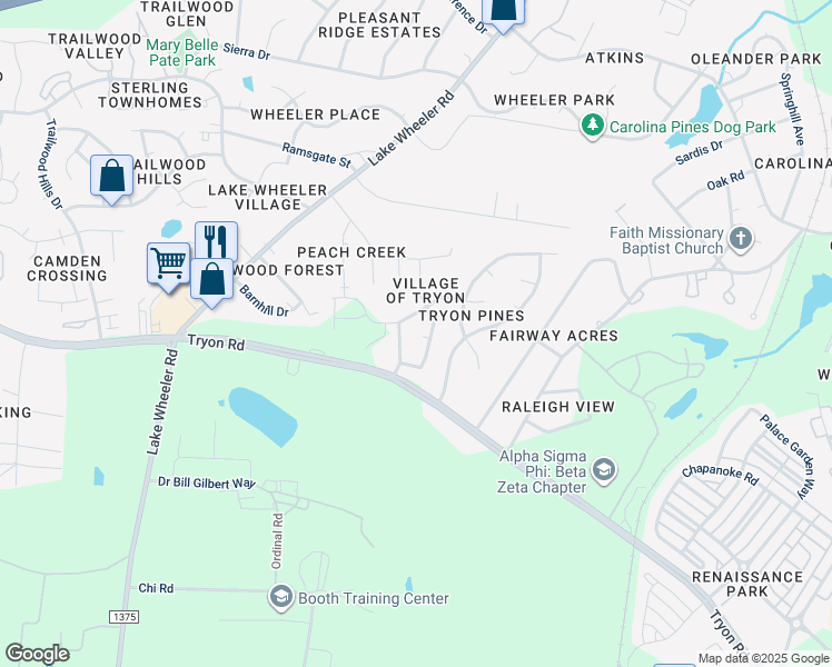 map of restaurants, bars, coffee shops, grocery stores, and more near in Raleigh