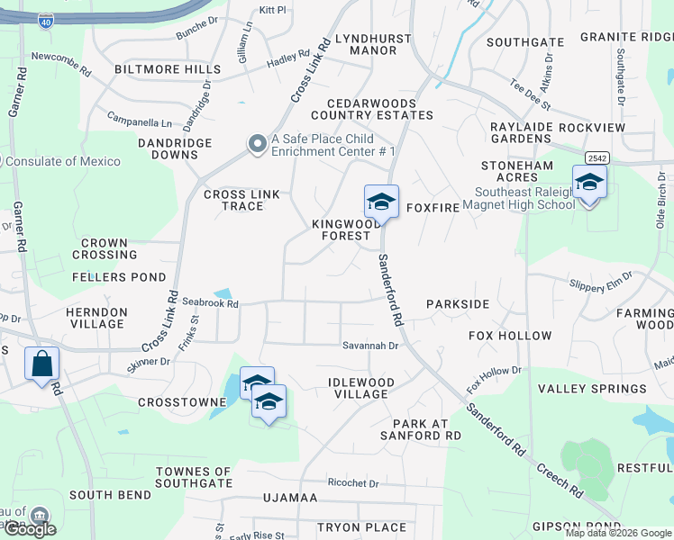 map of restaurants, bars, coffee shops, grocery stores, and more near 1208 Hazelnut Drive in Raleigh
