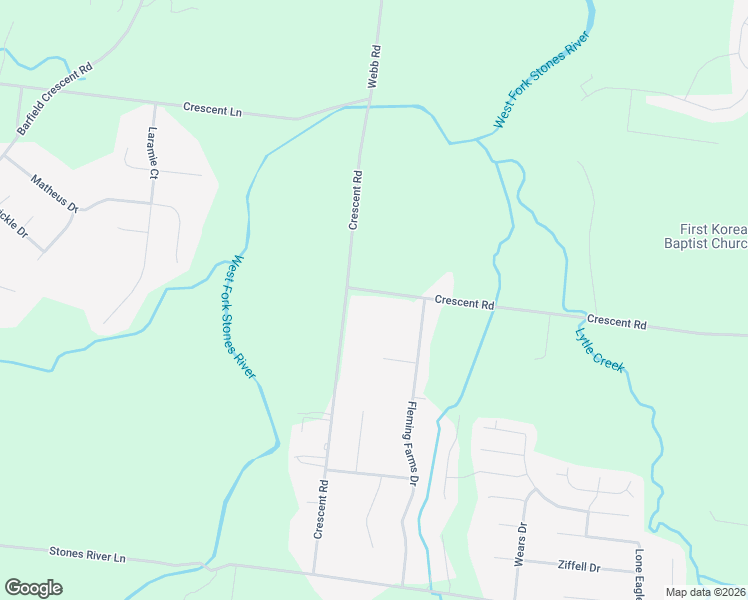 map of restaurants, bars, coffee shops, grocery stores, and more near 487 Crescent Road in Murfreesboro
