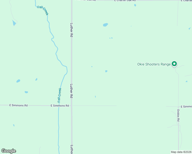 map of restaurants, bars, coffee shops, grocery stores, and more near 18650 East Simmons Road in Luther