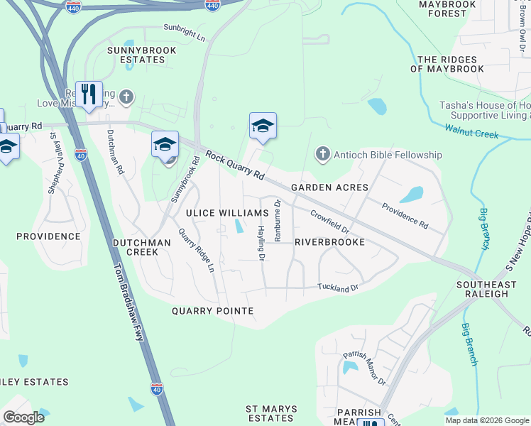 map of restaurants, bars, coffee shops, grocery stores, and more near 2905 Hayling Drive in Raleigh