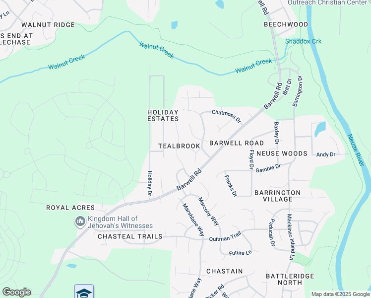 map of restaurants, bars, coffee shops, grocery stores, and more near 5600 Rudolph Court in Raleigh