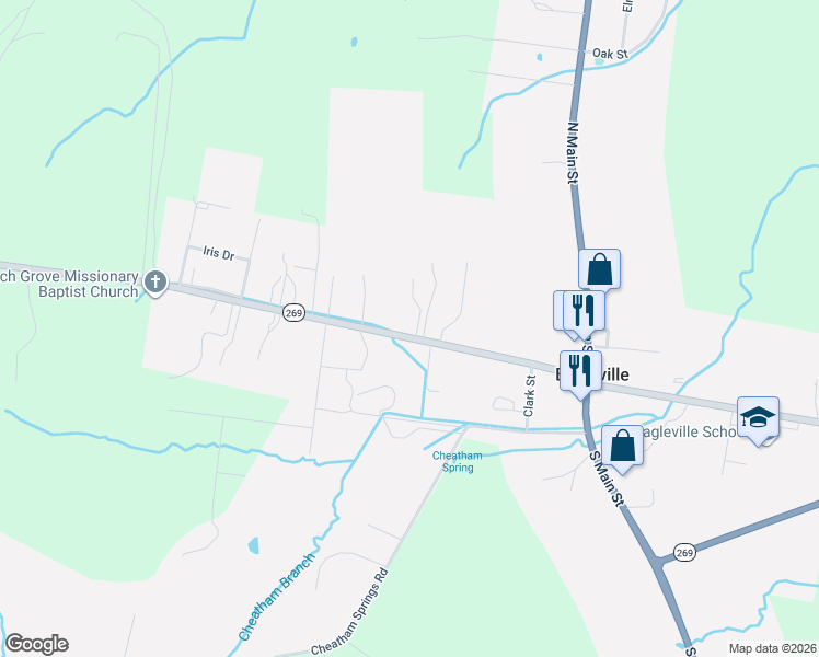map of restaurants, bars, coffee shops, grocery stores, and more near 520 Allisona Road in Eagleville