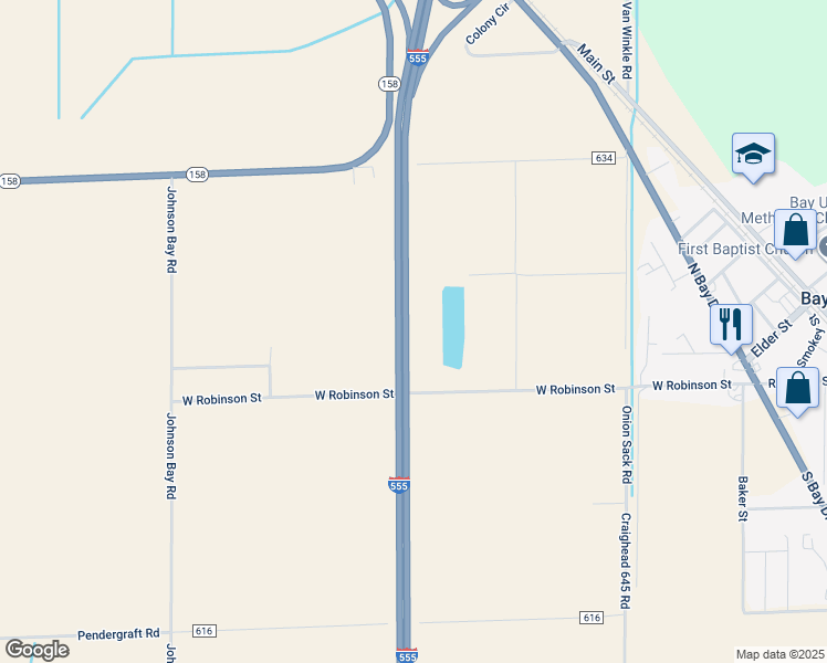 map of restaurants, bars, coffee shops, grocery stores, and more near 749 County Road 638 in Bay