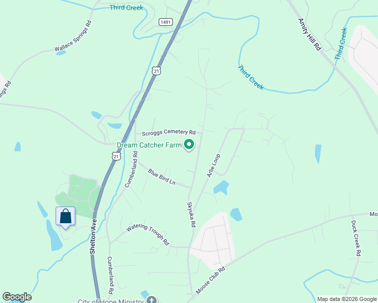 map of restaurants, bars, coffee shops, grocery stores, and more near 255 Skyuka Road in Statesville