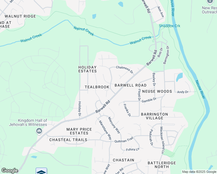 map of restaurants, bars, coffee shops, grocery stores, and more near 5704 Continental Way in Raleigh