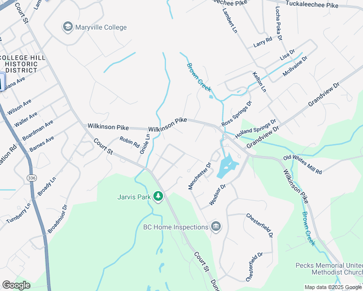 map of restaurants, bars, coffee shops, grocery stores, and more near 1704 Bobwhite Drive in Maryville