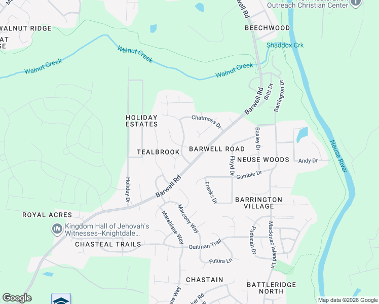 map of restaurants, bars, coffee shops, grocery stores, and more near 5708 Sherrif Place East in Raleigh