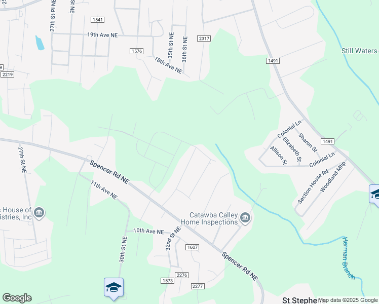 map of restaurants, bars, coffee shops, grocery stores, and more near 1451 31st Street Place Northeast in Conover