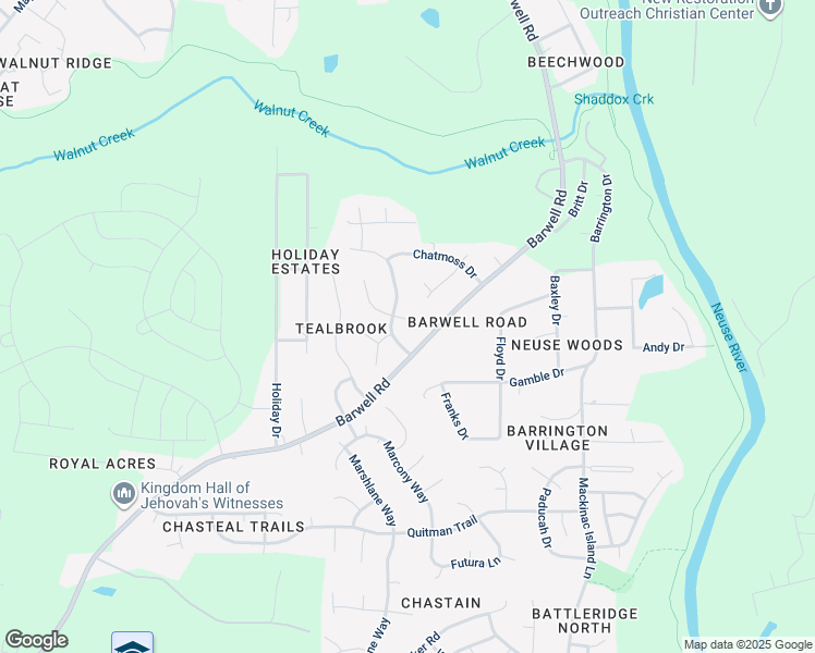 map of restaurants, bars, coffee shops, grocery stores, and more near 5704 Sherrif Place East in Raleigh