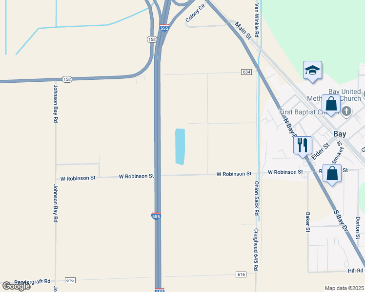 map of restaurants, bars, coffee shops, grocery stores, and more near 749 County Road 638 in Bay