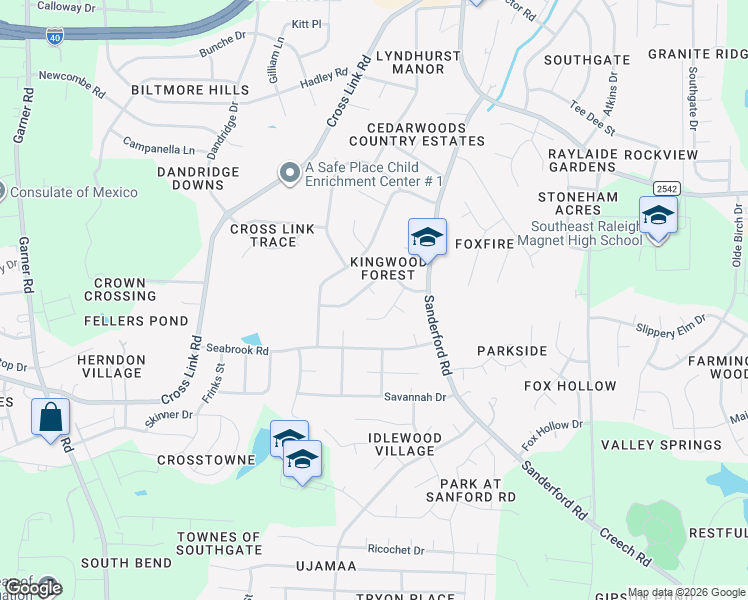 map of restaurants, bars, coffee shops, grocery stores, and more near 1208 Hazelnut Drive in Raleigh