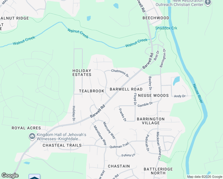 map of restaurants, bars, coffee shops, grocery stores, and more near 5708 Sherrif Place East in Raleigh