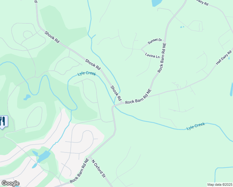 map of restaurants, bars, coffee shops, grocery stores, and more near 3927 Shook Road in Claremont