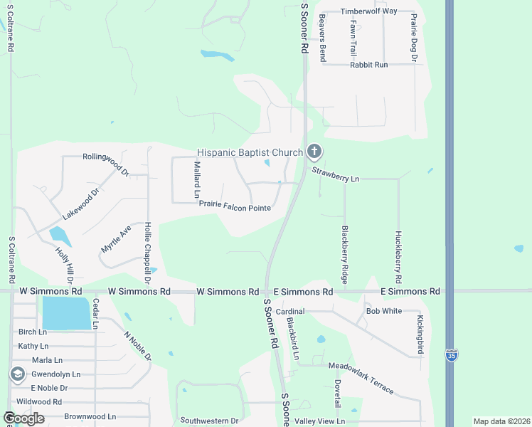 map of restaurants, bars, coffee shops, grocery stores, and more near 4074 Prairie Falcon Pointe in Edmond