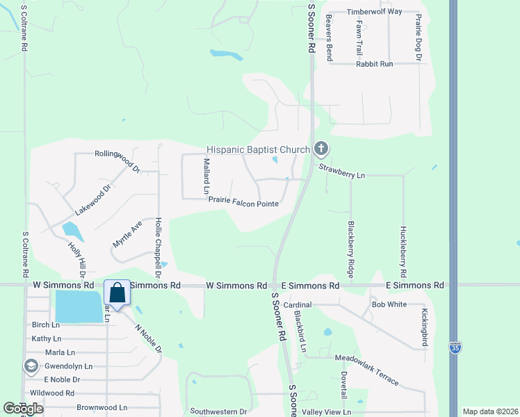 map of restaurants, bars, coffee shops, grocery stores, and more near 4004 Prairie Falcon Pointe in Edmond