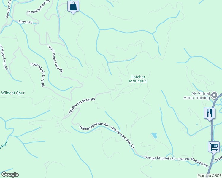 map of restaurants, bars, coffee shops, grocery stores, and more near 2508 Hatcher Mountain Road in Pigeon Forge