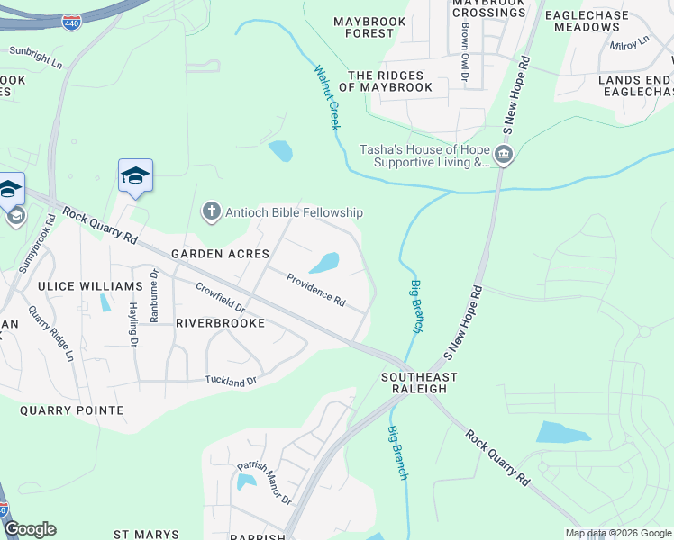 map of restaurants, bars, coffee shops, grocery stores, and more near 2833 Providence Road in Raleigh