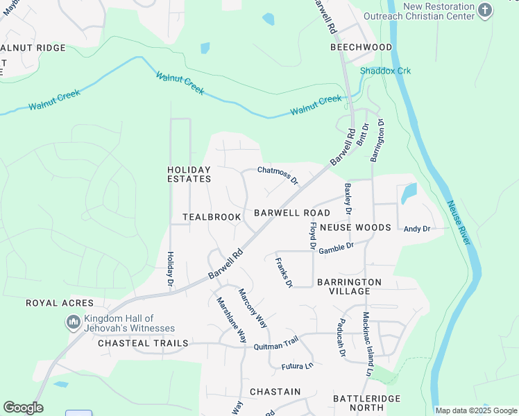 map of restaurants, bars, coffee shops, grocery stores, and more near 5709 Sherrif Place East in Raleigh