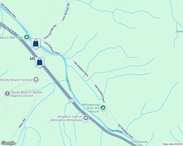 map of restaurants, bars, coffee shops, grocery stores, and more near 4859 Old Walland Highway in Walland