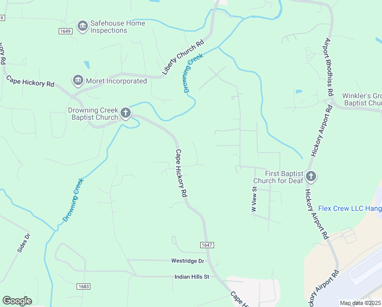 map of restaurants, bars, coffee shops, grocery stores, and more near 9501 Cool Water Drive in Hickory