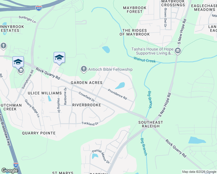 map of restaurants, bars, coffee shops, grocery stores, and more near 2817 Providence Road in Raleigh