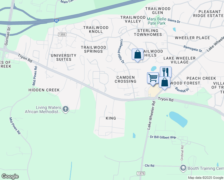 map of restaurants, bars, coffee shops, grocery stores, and more near 3118 Tryon Road in Raleigh