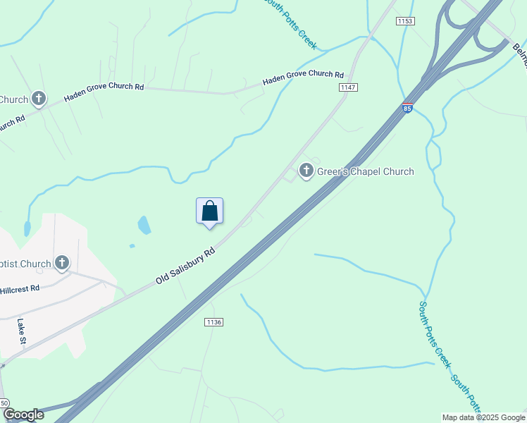 map of restaurants, bars, coffee shops, grocery stores, and more near 8291 Old Salisbury Road in Linwood