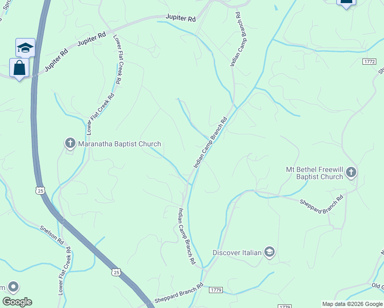 map of restaurants, bars, coffee shops, grocery stores, and more near 80 Red Oak Lane in Alexander