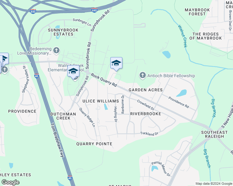 map of restaurants, bars, coffee shops, grocery stores, and more near 4005 Crowfield Drive in Raleigh