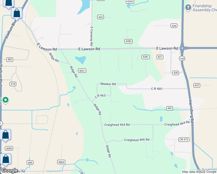 map of restaurants, bars, coffee shops, grocery stores, and more near 75 Craighead 467 Road in Jonesboro