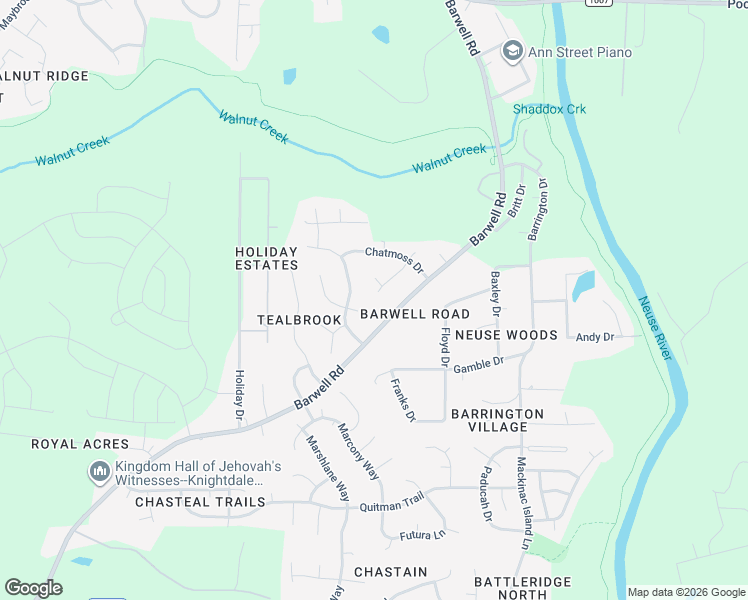 map of restaurants, bars, coffee shops, grocery stores, and more near 5708 Sherrif Place East in Raleigh