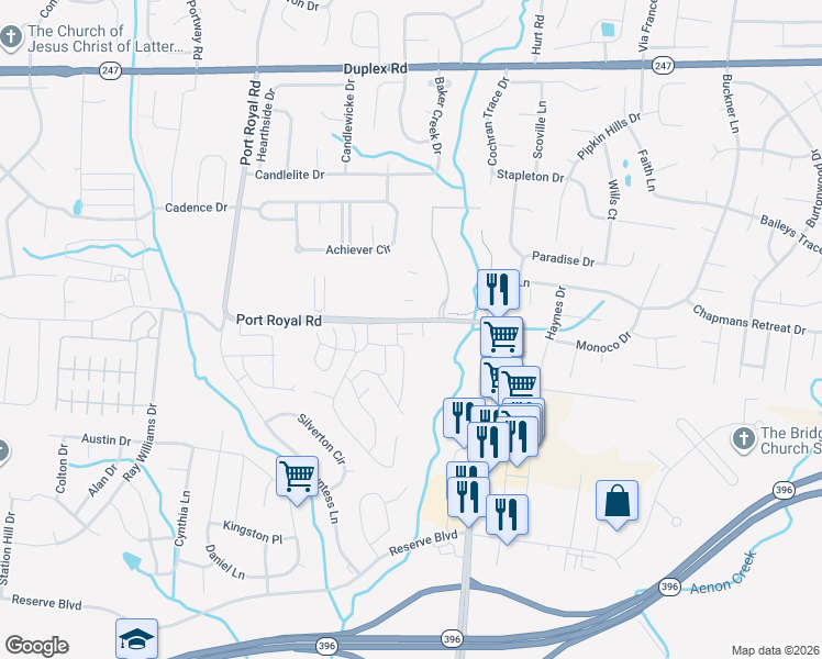 map of restaurants, bars, coffee shops, grocery stores, and more near 964 Pinehurst Drive in Spring Hill