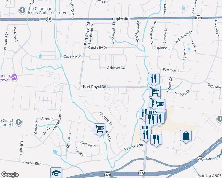 map of restaurants, bars, coffee shops, grocery stores, and more near 3000 Spyglass Drive in Spring Hill