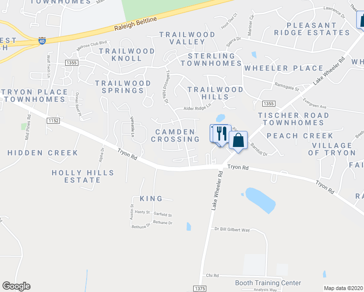 map of restaurants, bars, coffee shops, grocery stores, and more near in Raleigh