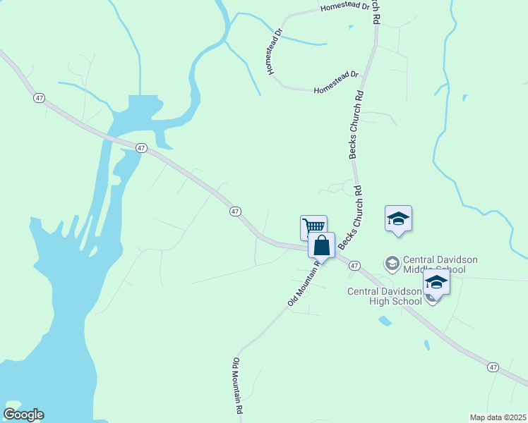map of restaurants, bars, coffee shops, grocery stores, and more near 1997 North Carolina 47 in Lexington
