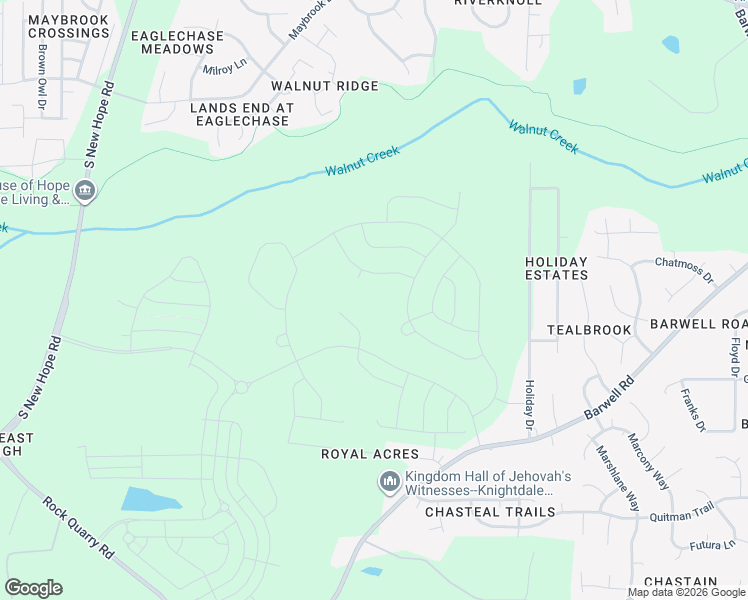 map of restaurants, bars, coffee shops, grocery stores, and more near 2560 Holiday Drive in Raleigh