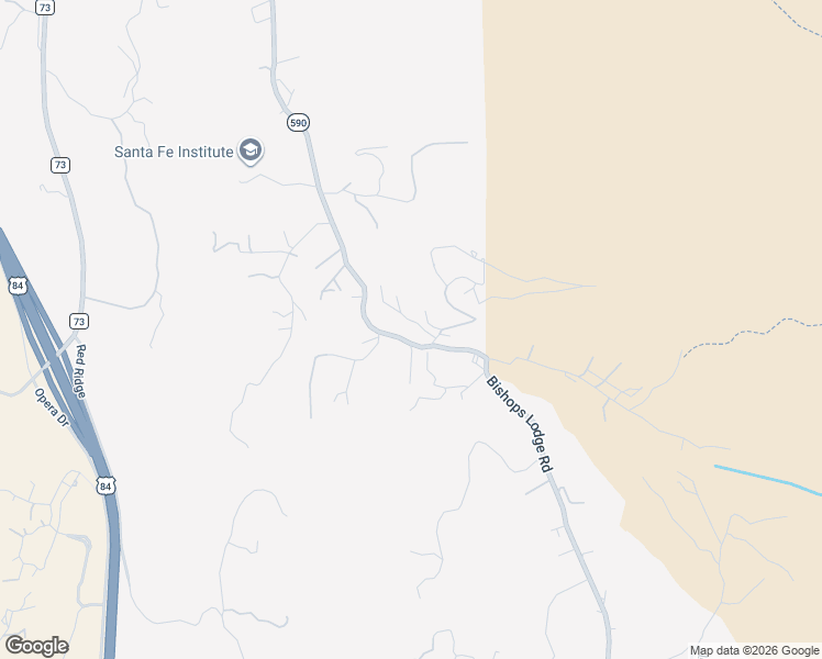 map of restaurants, bars, coffee shops, grocery stores, and more near 9 White Boulder Lane in Santa Fe