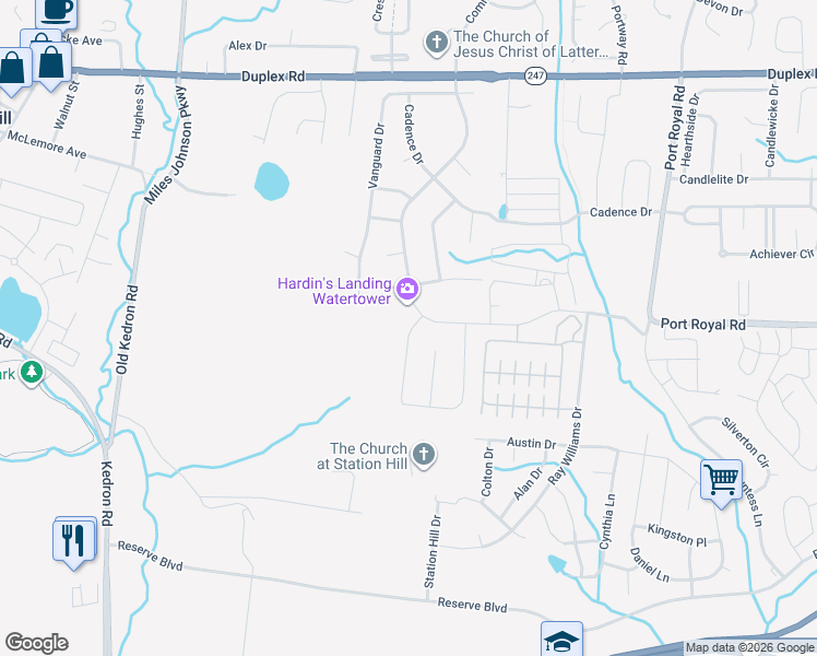 map of restaurants, bars, coffee shops, grocery stores, and more near 3000-3012 Commonwealth Drive in Spring Hill