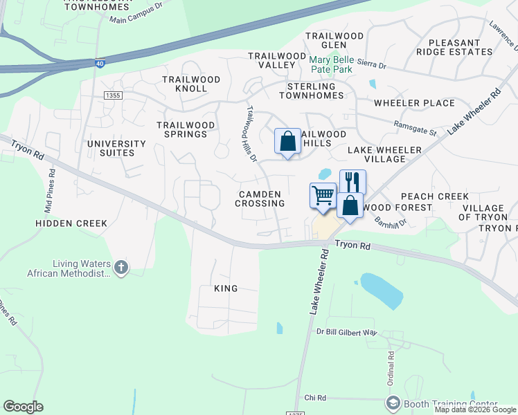 map of restaurants, bars, coffee shops, grocery stores, and more near in Raleigh