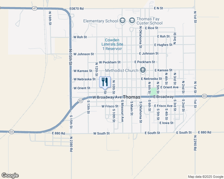 map of restaurants, bars, coffee shops, grocery stores, and more near 121 North 11th Street in Thomas