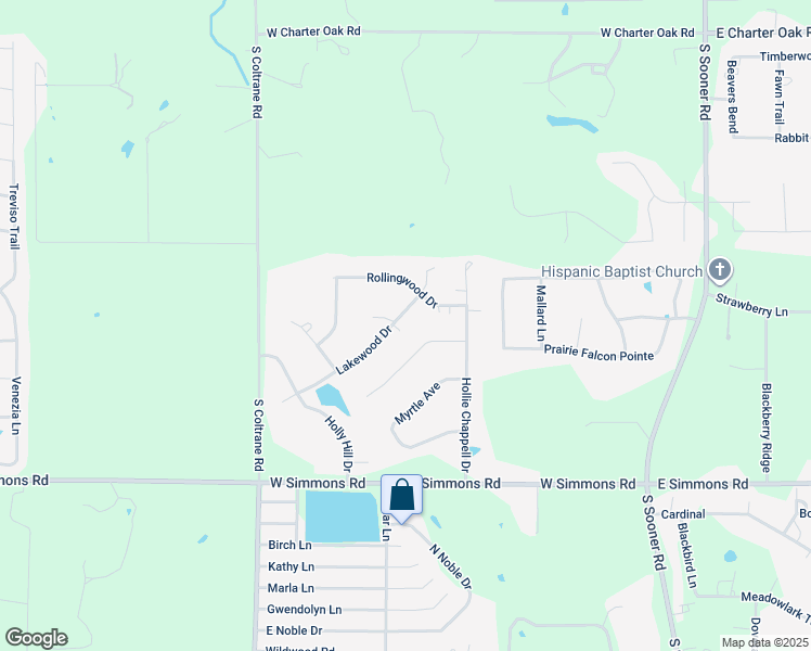 map of restaurants, bars, coffee shops, grocery stores, and more near 3308 Lakewood Drive in Edmond