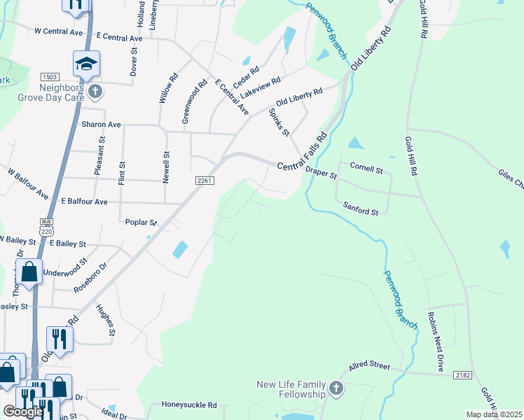 map of restaurants, bars, coffee shops, grocery stores, and more near 828 Fox Laurel Court in Asheboro